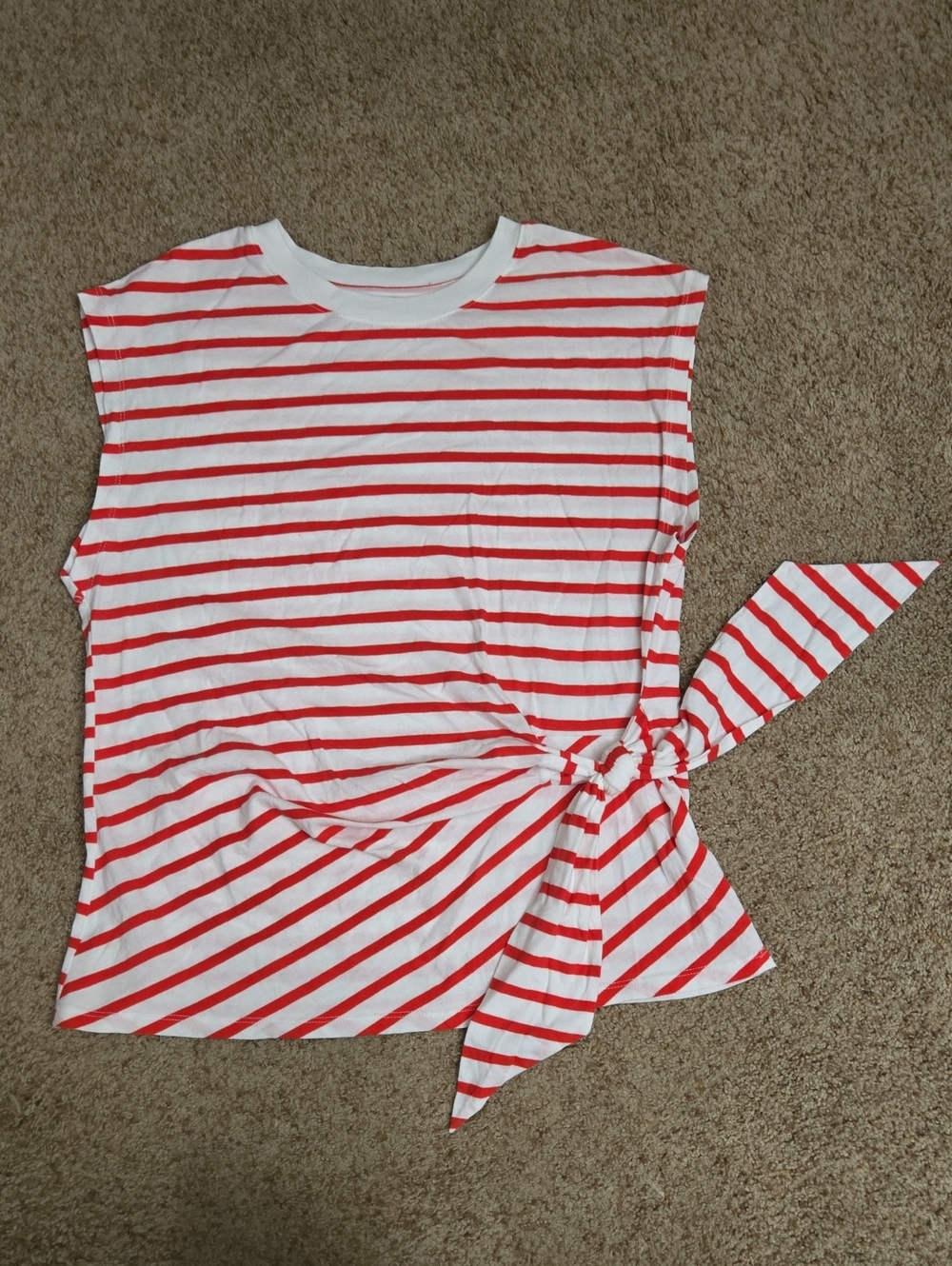 Old Navy Red and White Striped Top Size L
